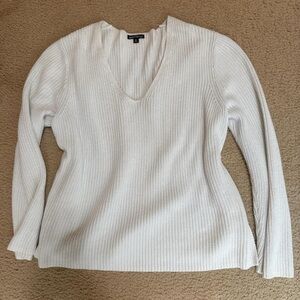 J. Crew White V-Neck Sweater